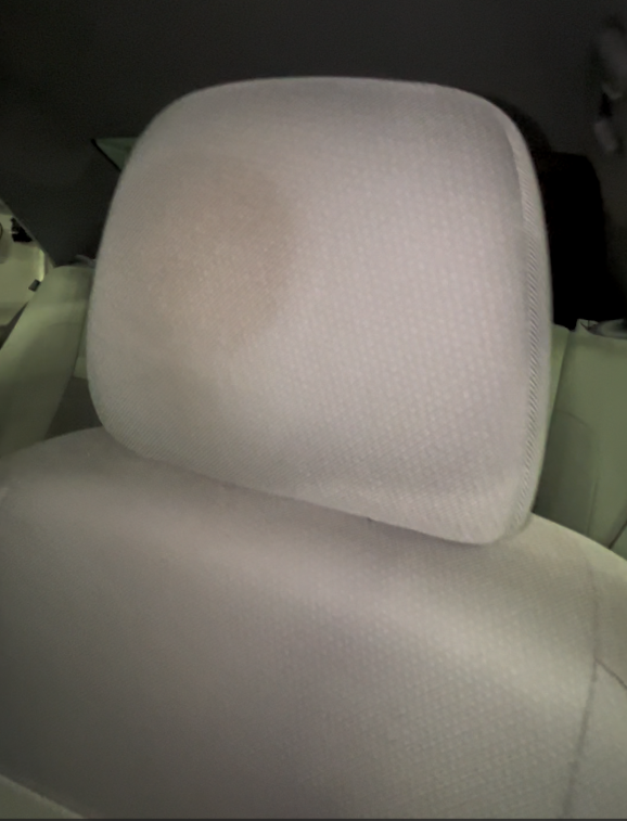 Headrest stain - after interior detail